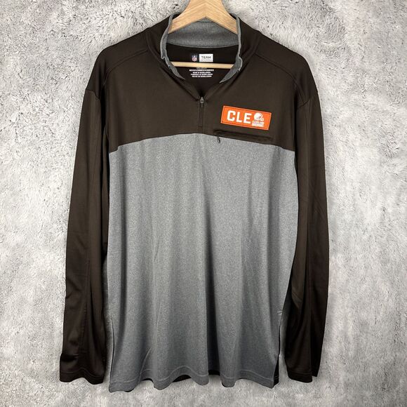 NFL Team Apparel Cleveland Browns Brown Gray 1/4 Zip Pullover Size XL - Picture 1 of 6